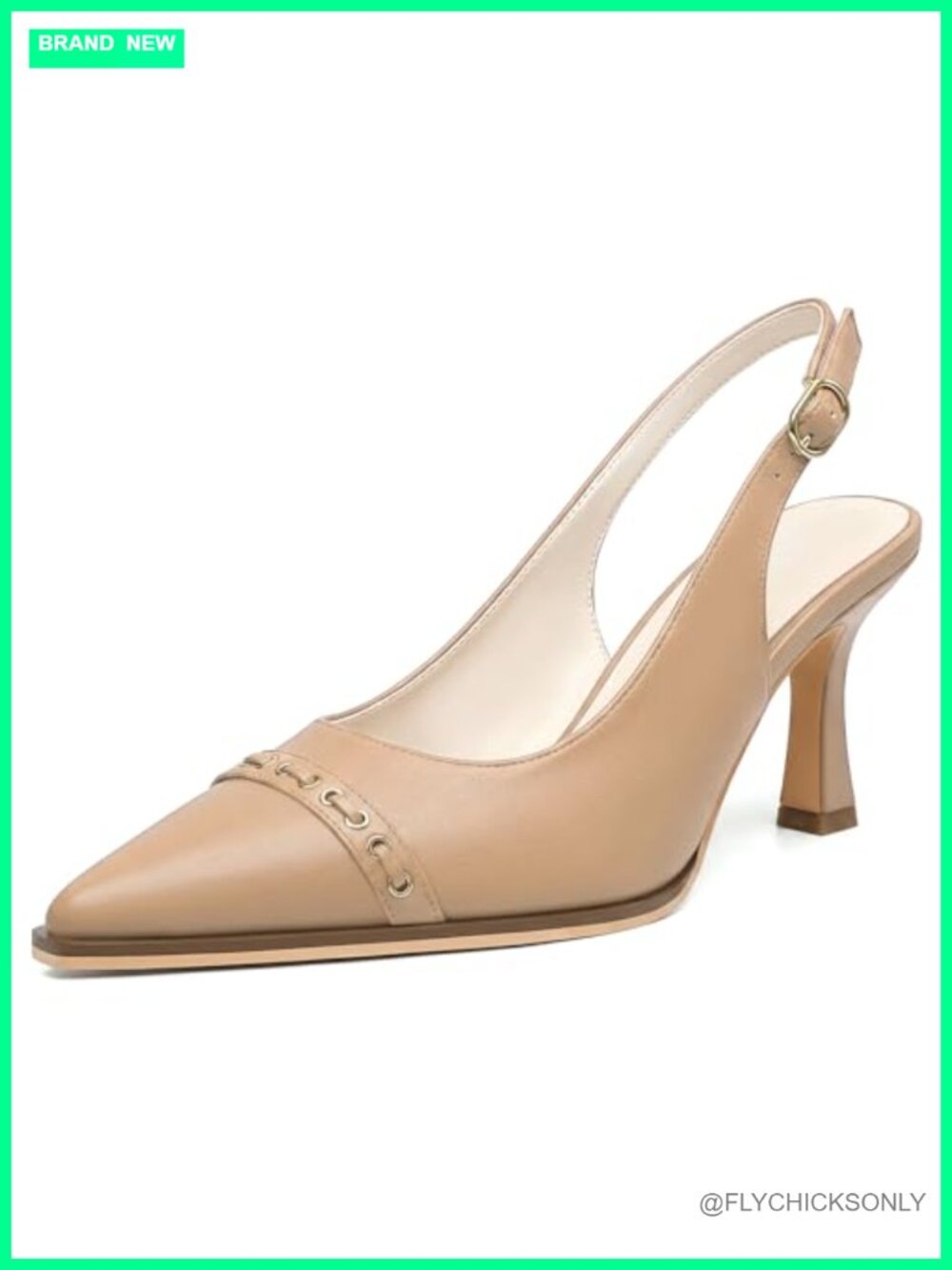 NUMALEO Slingback Kitten Heel Pointed Toe Pumps 3.15 Inch Faux Leather